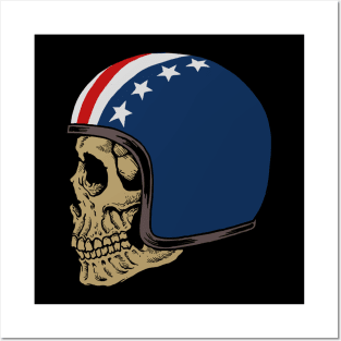 Skull helmet illustration Posters and Art